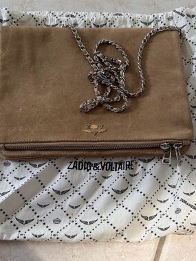 Zadig & Voltaire Suede Tan Chain Strap Crossbody